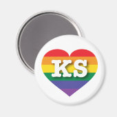 Ik ben gek op Kansas Rainbow Heart Magneet (Voorkant / Achterkant)