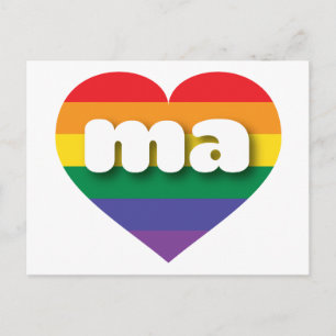 Ik ben gek op Massachusetts Rainbow Heart Briefkaart