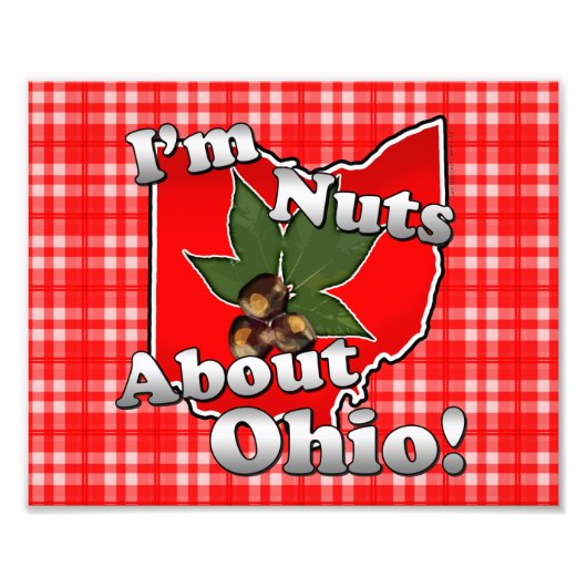 Ik ben gek op Ohio, Funny Red Buckeye Nut Foto Afdruk (Voorkant)