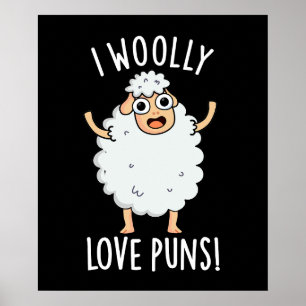 Ik ben gek op woordspelingen Funny Sheep Pun Dark  Poster
