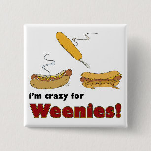 Ik ben gek voor eenden! Corn Chili Hot Dog Vierkante Button 5,1 Cm