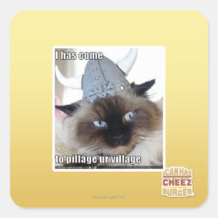 Ik ben gekomen om ons dorp te plunderen vierkante sticker