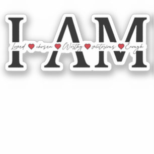 Ik ben Geliefd, Gekozen, Waardig, Overwinnaar, Gen Sticker