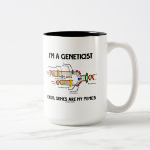 Ik ben geneticus Ergo Genes are My Memes (DNA) Tweekleurige Koffiemok