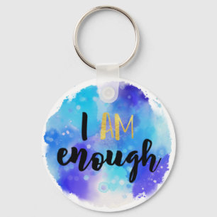 Ik ben genoeg blauwe Waterverf Spirituele tekst Sleutelhanger