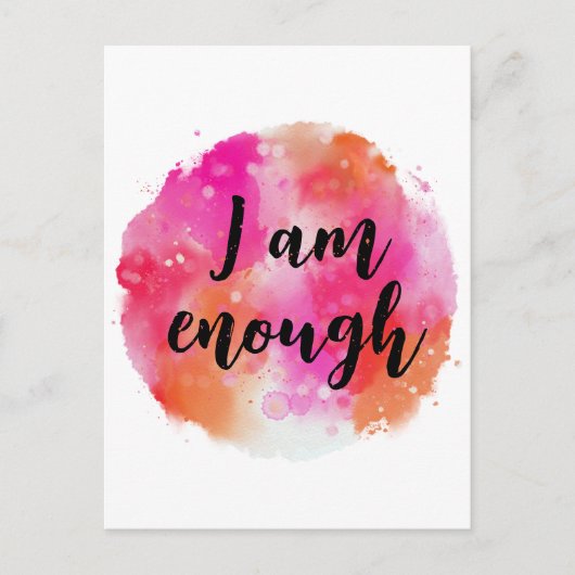 Ik ben genoeg roze Oranje Waterverf Spirituele tek Briefkaart (Voorkant)