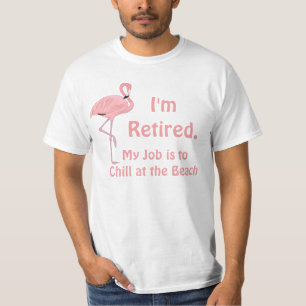 Ik ben Gepensioneerd Funny Beach Theme Flamingo Re T-shirt