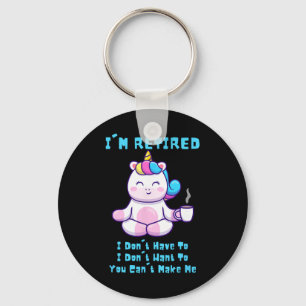 Ik ben gepensioneerd Funny Yoga Unicorn Coffee Pen Sleutelhanger