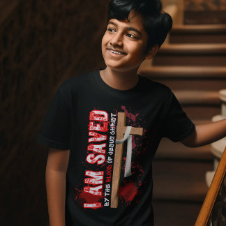 Ik ben gered - geloofsgeloof Schrift voor jongens T-shirt
