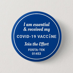 Ik ben gevaccineerd gecodeerde, aangepaste tekst b ronde button 5,7 cm