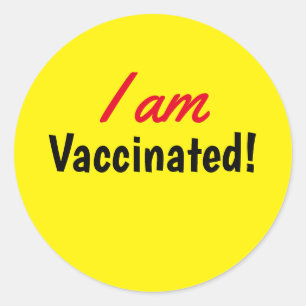 Ik ben gevaccineerd gele tekst ronde sticker