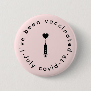 Ik ben gevaccineerd Roze Cute Hart Veiligheid Ronde Button 5,7 Cm