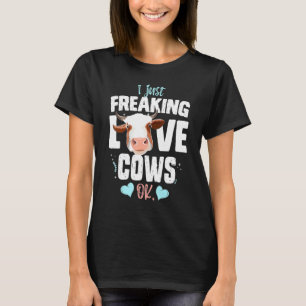 Ik ben gewoon gek op Koeien Boer slager melk Koe T-shirt