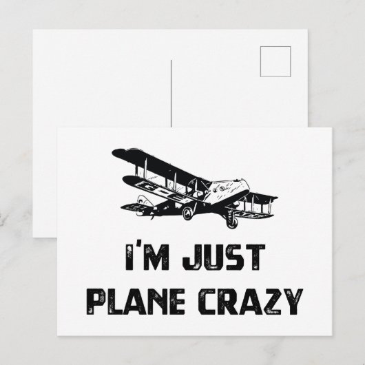 Ik ben gewoon Plane Crazy Briefkaart (Voorkant / Achterkant)