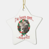 Ik ben goed geweest... meestal. Pug-kerstversierin Keramisch Ornament (Links)