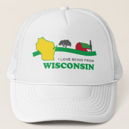 Ik ben graag van Wisconsin Trucker Hat Old School Trucker Pet