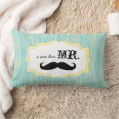 Ik ben haar Mr Aqua en Limoen Mustache Pillow. Kussen (Deken)