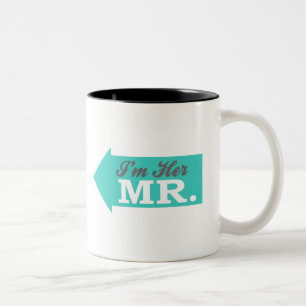 Ik ben haar Mr. (Blauwgroen Pijl) Tweekleurige Koffiemok