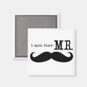 Ik ben haar Mr Mustache Groom Magneet (Voorkant / Achterkant)