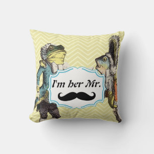 Ik ben haar Mr Mustard Yellow Mustache Floral Pill Kussen