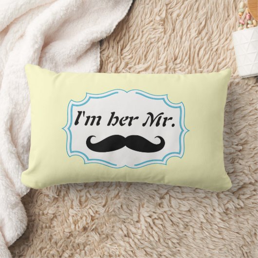 Ik ben haar Mr Mustard Yellow Mustache Pillow. Kussen (Deken)