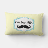 Ik ben haar Mr Mustard Yellow Mustache Pillow. Kussen (Achterkant)