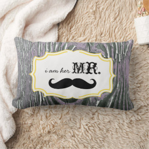 Ik ben haar Mr Old Wood Lavender Mustache Pillow Kussen