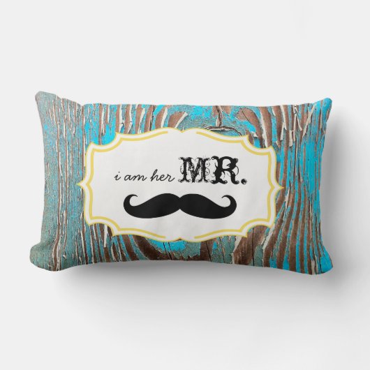 Ik ben haar Mr Old Wood Mustache Pillow. Kussen (Voorkant)