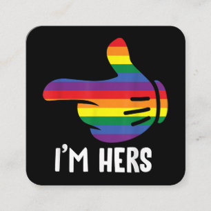 Ik ben haar regenboog lesbisch stel grappige LGBT Vierkante Visitekaartje