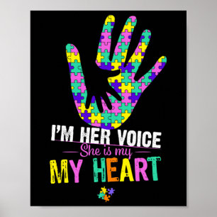 Ik ben haar stem. Ze is mijn hartautisme mam roze Poster