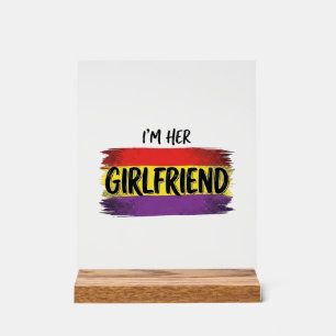Ik ben haar vriendin Regenboog Pride Vector T-shir Acryl Bord