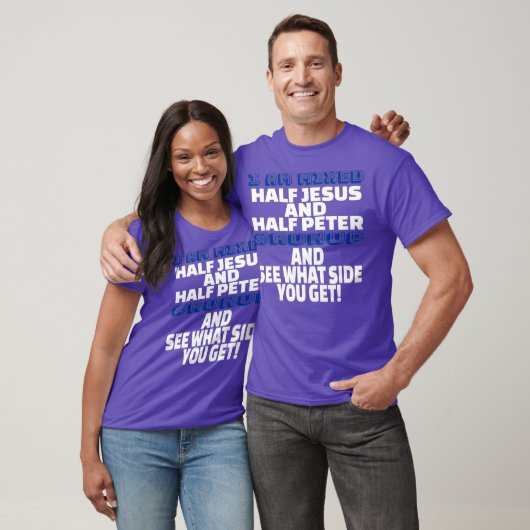 Ik ben half Jezus en half Peter Fun. T-shirt (Unisex)