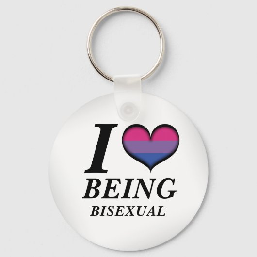 Ik ben hartverwarmend biseksueel design Pride Flag Sleutelhanger (Voorkant)