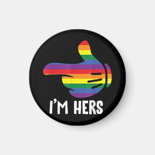 Ik ben Hers Rainbow Lesbian Couple Funny LGBT Prid Magneet