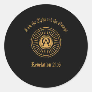 Ik ben het alfabet en omega revisiesubsidie. ronde sticker