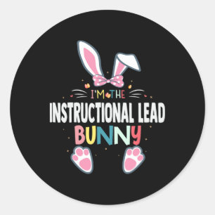 Ik ben het instructie leidende paashaas konijn ronde sticker