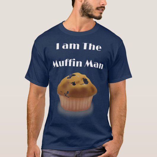 Ik ben het Muffin-Man dat blauwbes Muffin afschild T-shirt (Voorkant)