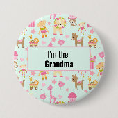 Ik ben het oma Cute Animal Pattern Ronde Button 7,6 Cm (Voorkant)