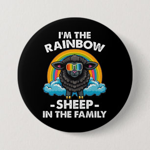 Ik ben het regenboog schaap in de familie Pride Mo Ronde Button 7,6 Cm