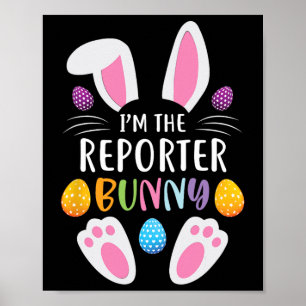 Ik ben het Reporter Bunny Funny Paasdag konijn Poster
