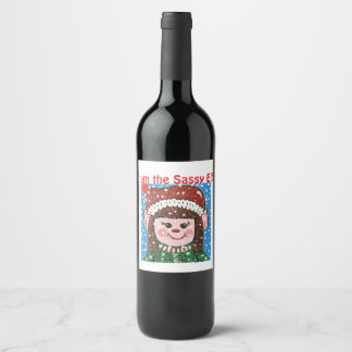 Ik ben het Sassy Elf wijnlabel Wijn Etiket