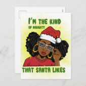 Ik ben het soort ondeugend dat de kerstman als mel feestdagenkaart (Voorkant / Achterkant)