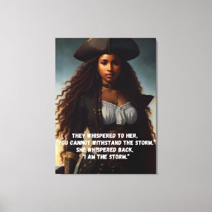 Ik ben het Storm Black Woman Pirate Art Canvas Afdruk