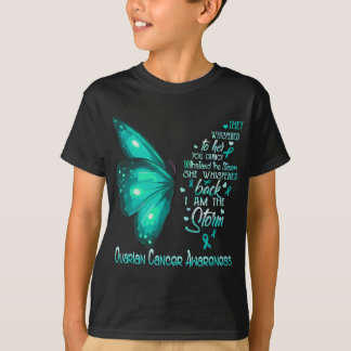 Ik ben het storm Ovarium Cancer Awareness Butterfl T-shirt