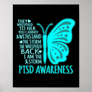 Ik ben het Storm PTSS Stress Awareness Ribbon Grap Poster