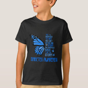 Ik ben het Storm sterke vlinderblauwe T1D diabetes T-shirt