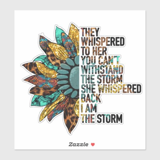 Ik ben het Storm Zonnebloem Inspirerend Sticker (Vel)