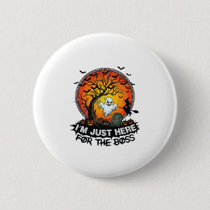Ik ben hier alleen Baas Halloween Geest Heks Pompo Ronde Button 5,7 Cm