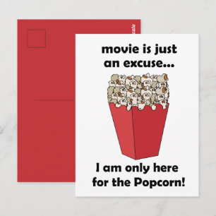 Ik ben hier alleen maar voor de popcorn Grappige s Briefkaart