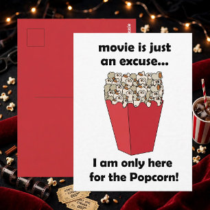 Ik ben hier alleen maar voor de popcorn Grappige s Briefkaart